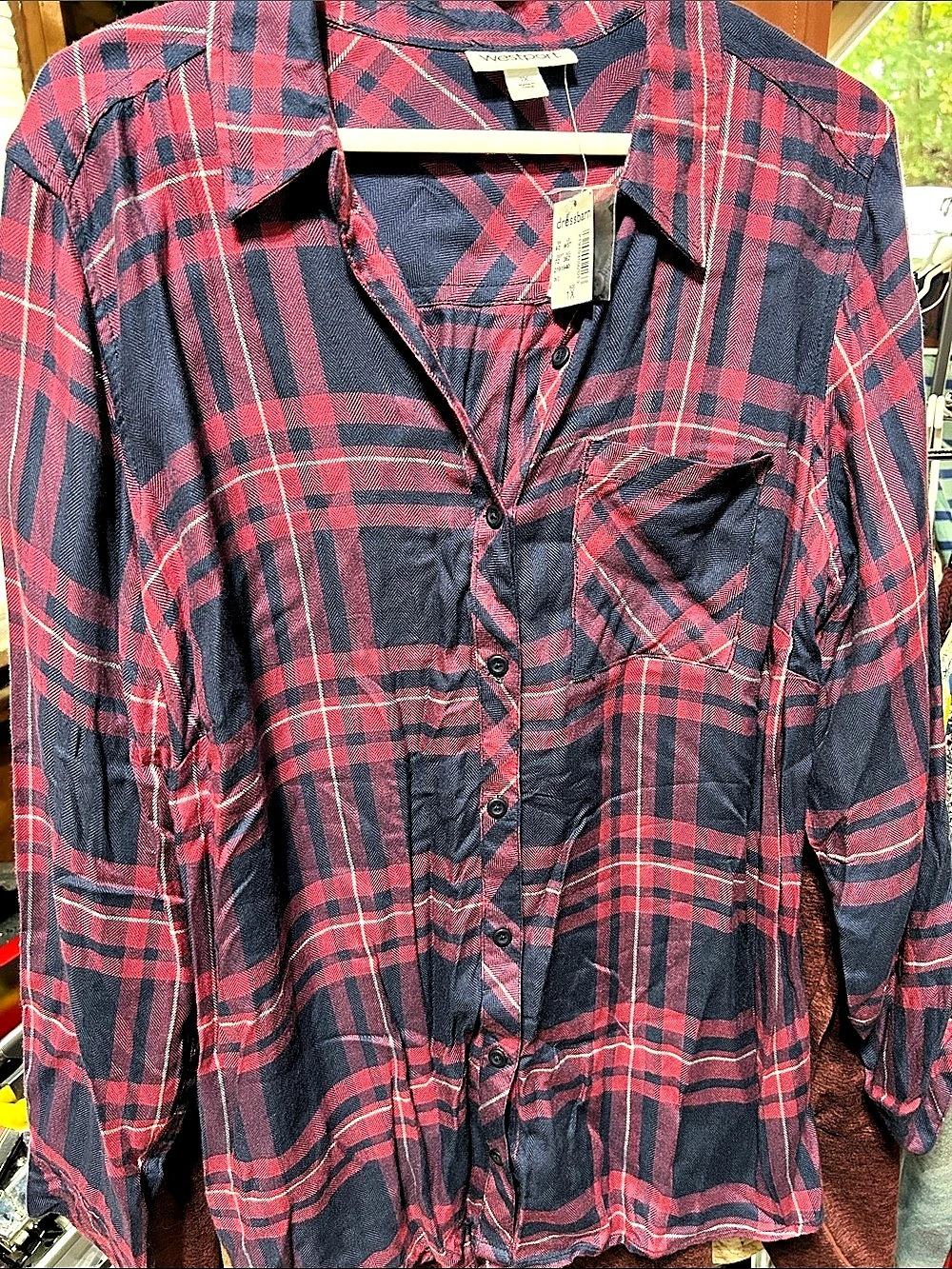 Westport Plaid Button Down in Blue & Red Size 1X NWT